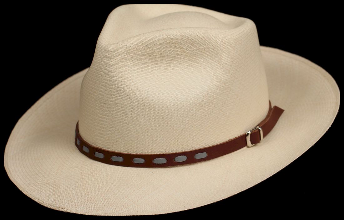 Brown with Grey stitch Leather hat band